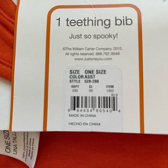 Just One You Carters Halloween witch teething bib NWT - Picture 4 of 4